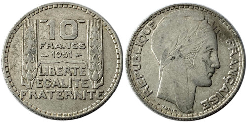 10 франков 1931 Франция — серебро №1