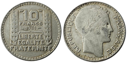 10 франков 1931 Франция — серебро №6
