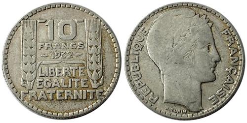 10 франков 1932 Франция — серебро №6