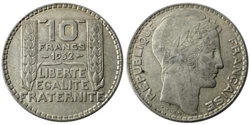10 франков 1932 Франция — серебро №7