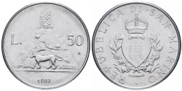 50 лир 1987 Сан-Марино — 15 лет возобновлению чеканке монет UNC