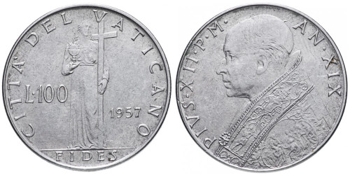 100 лир 1957 Ватикан