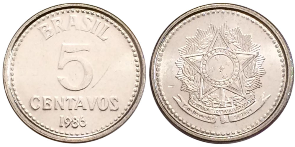 5 сентаво 1986 Бразилия