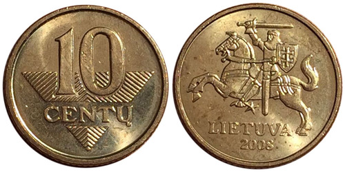 10 центов 2008 Литва UNC