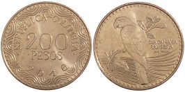 200 песо 2016 Колумбия — Красный ара UNC