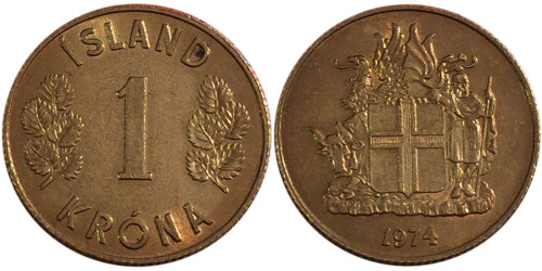 1 крона 1974 Исландия