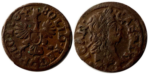 1 солид (боратинка) 1664 Польша — Герб Польши на реверсе №9