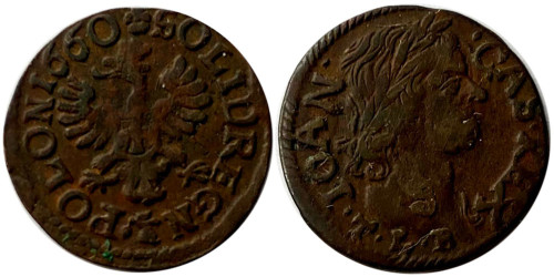 1 солид (боратинка) 1660 Польша — герб Польши на реверсе №1