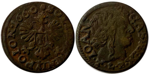 1 солид (боратинка) 1660 Польша — герб Польши на реверсе №2