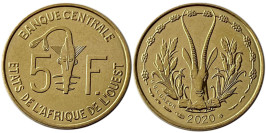 5 франков 2020 Западная Африка UNC