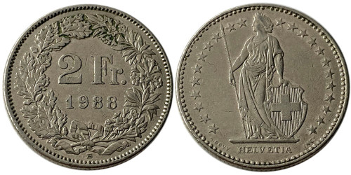 2 франка 1988 Швейцария