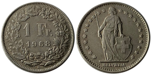 1 франк 1968 Швейцария — В
