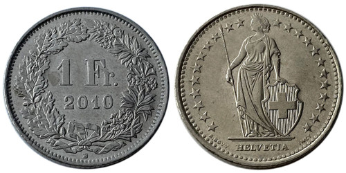 1 франк 2010 Швейцария