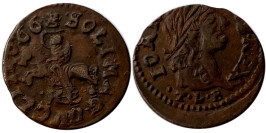 1 солид (боратинка) 1666 Польша — Герб Литвы — Отметка МД «TLB», без платка на шее рыцаря №1 1 солид (боратинка) 1666 Польша — Герб Литвы — Отметка МД «TLB», без платка на шее рыцаря №1