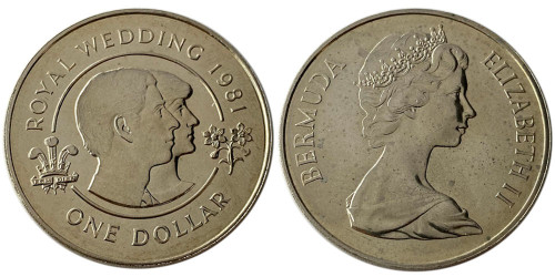 1 доллар 1981 Бермуды — Свадьба принца Чарльза и леди Дианы