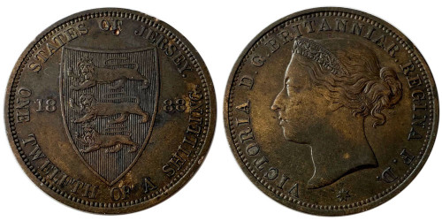 1/12 шиллинга 1888 остров Джерси