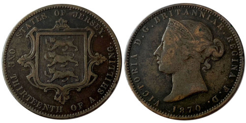 1/13 шиллинга 1870 остров Джерси