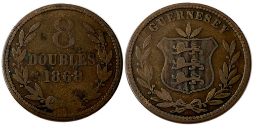 8 дублей 1868 остров Гернси