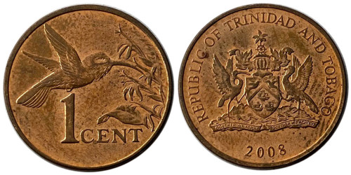 1 цент 2008 Тринидад и Тобаго — Колибри