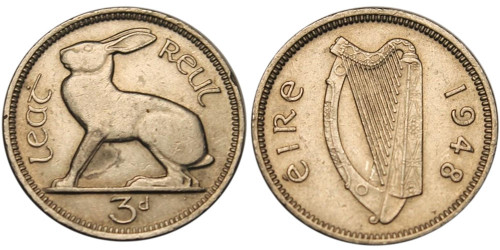 3 пенса 1948 Ирландия
