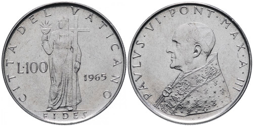 100 лир 1965 Ватикан