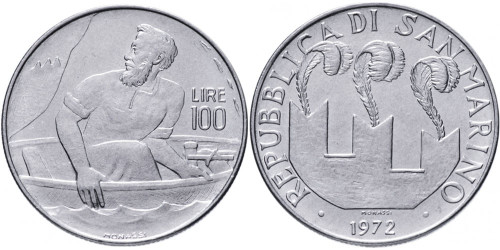 100 лир 1972 Сан-Марино UNC