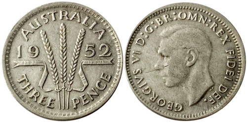3 пенса 1952 Австралия — серебро