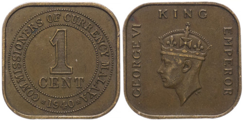 1 цент 1940 — Малайя