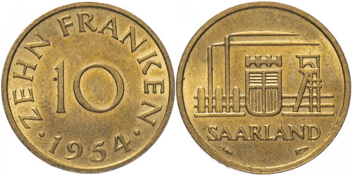 10 франков 1954 Саар