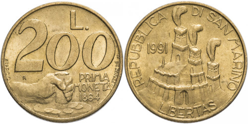 200 лир 1991 Сан-Марино
