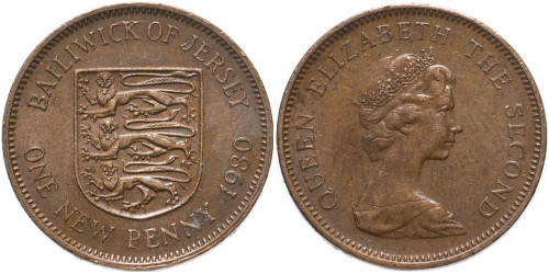 1 новый пенни 1980 остров Джерси