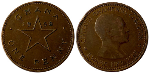 1 пенни  1958 Гана