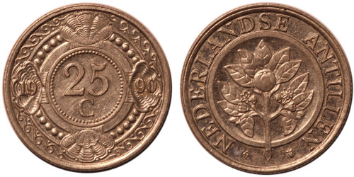 25 центов 1990 Нидерландские Антильские острова