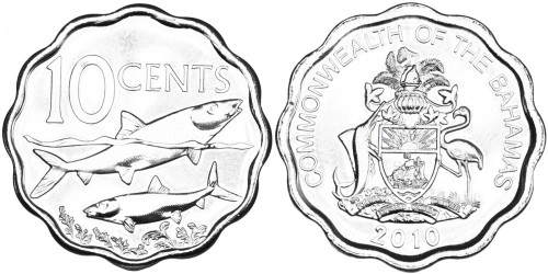 10 центов 2010 Багамские Острова UNC