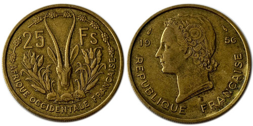 25 франков 1956 Французская Западная Африка