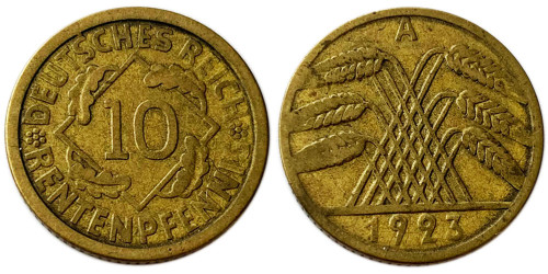 10 рентенпфеннигов 1923 «A» Германская империя