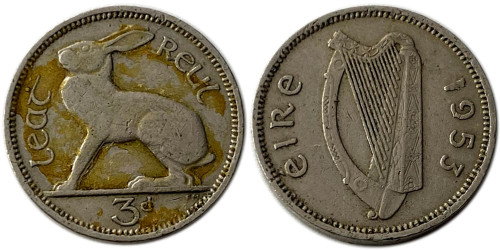 3 пенса 1953 Ирландия