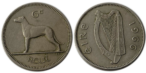 6 пенсов 1966 Ирландия