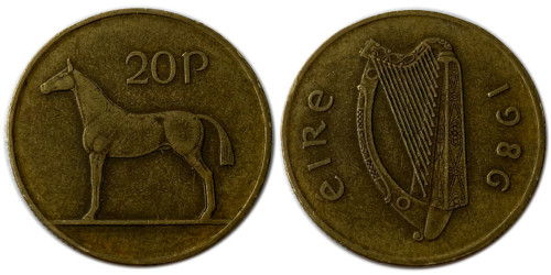 20 пенсов 1986 Ирландия
