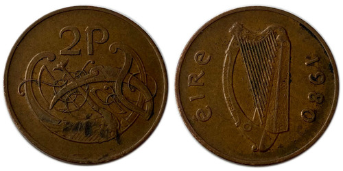 2 пенса 1980 Ирландия