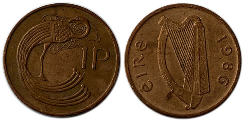 1 пенни 1986 Ирландия