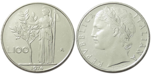 100 лир 1974 Италия