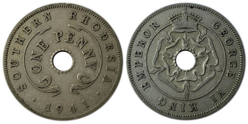 1 пенни 1941 Родезия и Ньясаленд