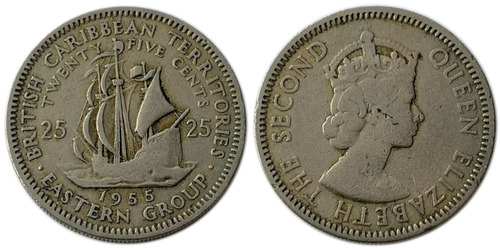 25 центов 1955 Восточные Карибы