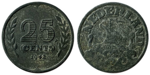 25 центов 1942 Нидерланды
