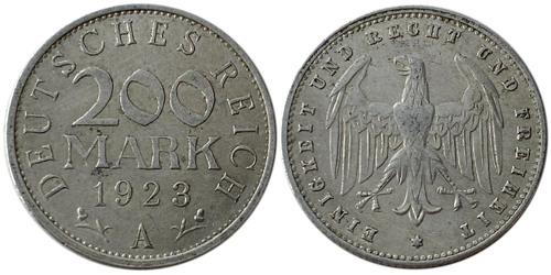 200 марок 1923 Германия — Веймарская республика — A
