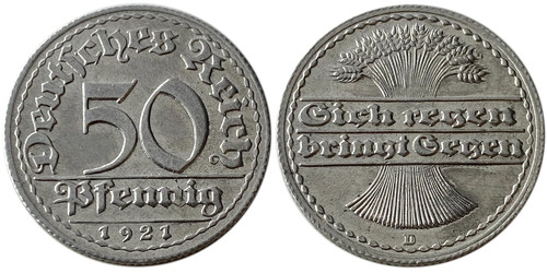 50 пфеннигов 1921 «D» Германия
