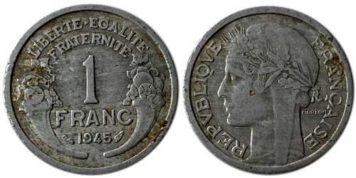 1 франк 1945 Франция — Без отметки монетного двора