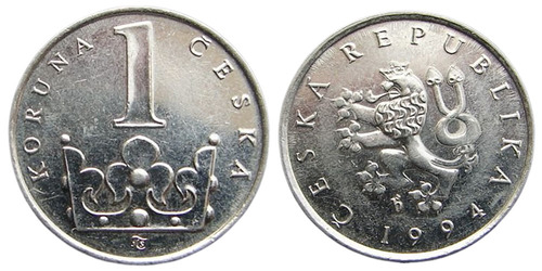 1 крона 1994 Чехия