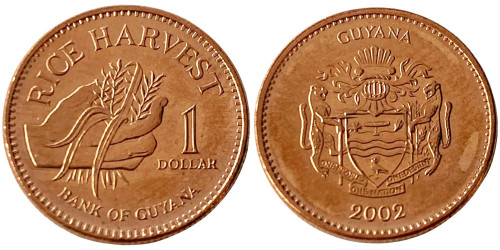 1 доллар 2002 Гайана UNC